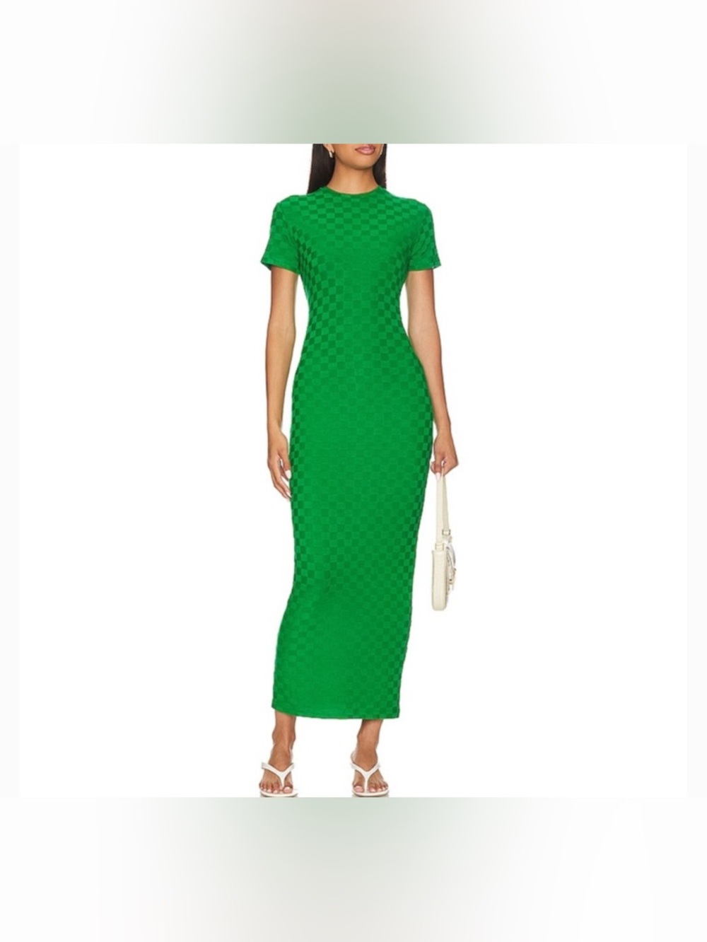 Amanda Uprichard Rosario green checkered maxi dress